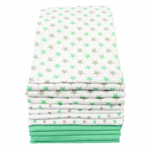 MuslinZ 12 Pack Muslin Squares Patterned Cotton