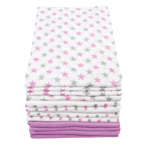 MuslinZ 12 Pack Muslin Squares Patterned Cotton