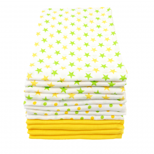 MuslinZ 12 Pack Muslin Squares Patterned Cotton